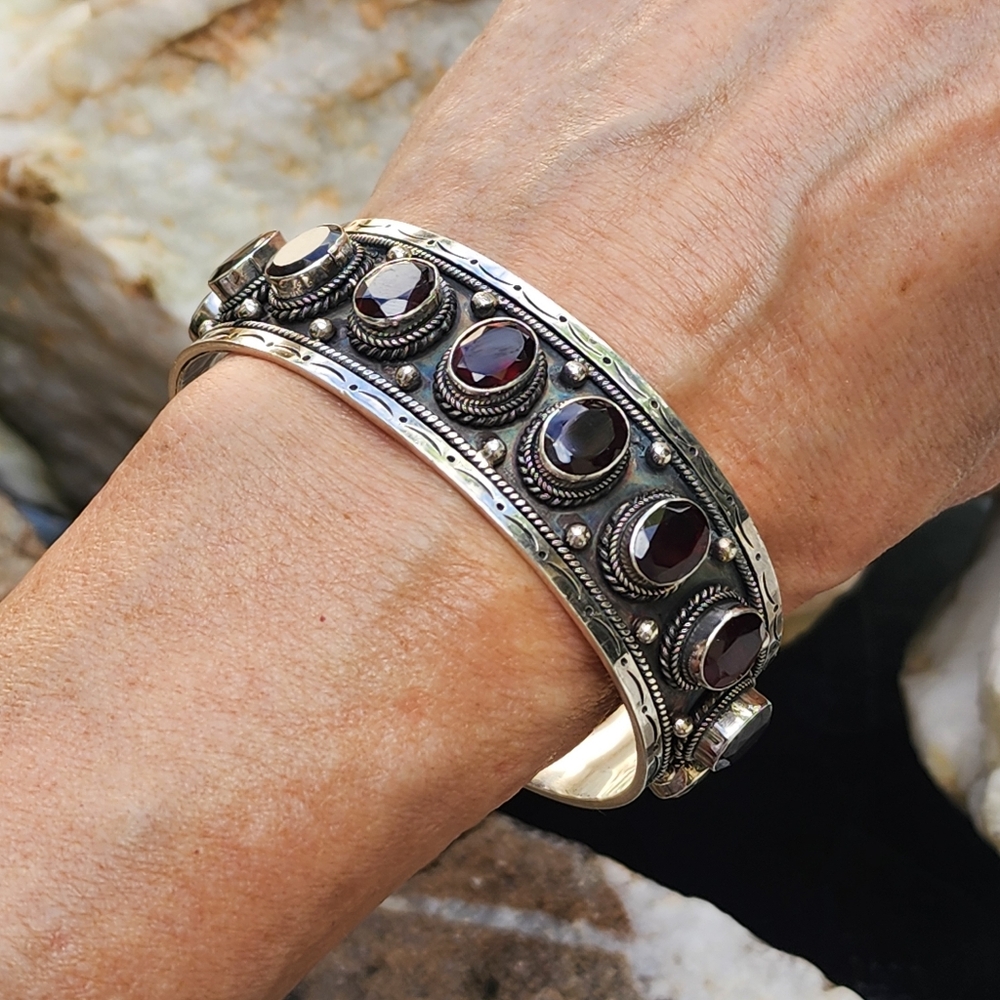 Solid Heavy Oxidized Sterling Silver 925 Silver B… - image 7